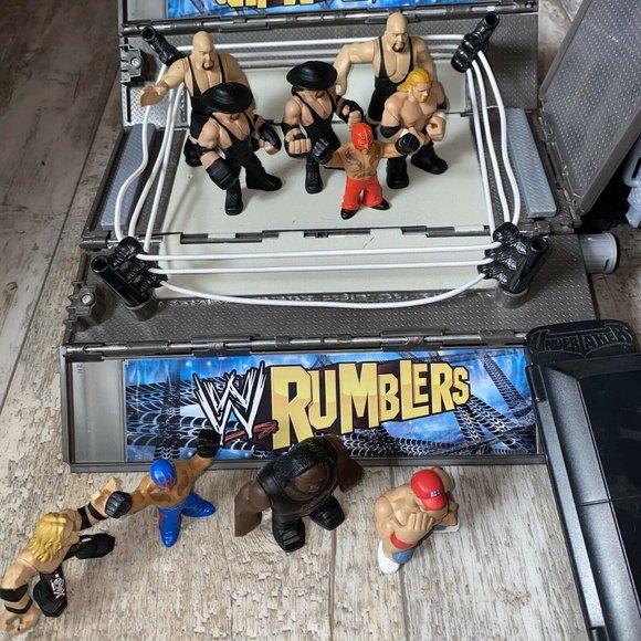 Mattel Other - WWE Rumblers Truck Ring w/ 11 Wrestlers & Accessories WCW WWF Mattel 2010